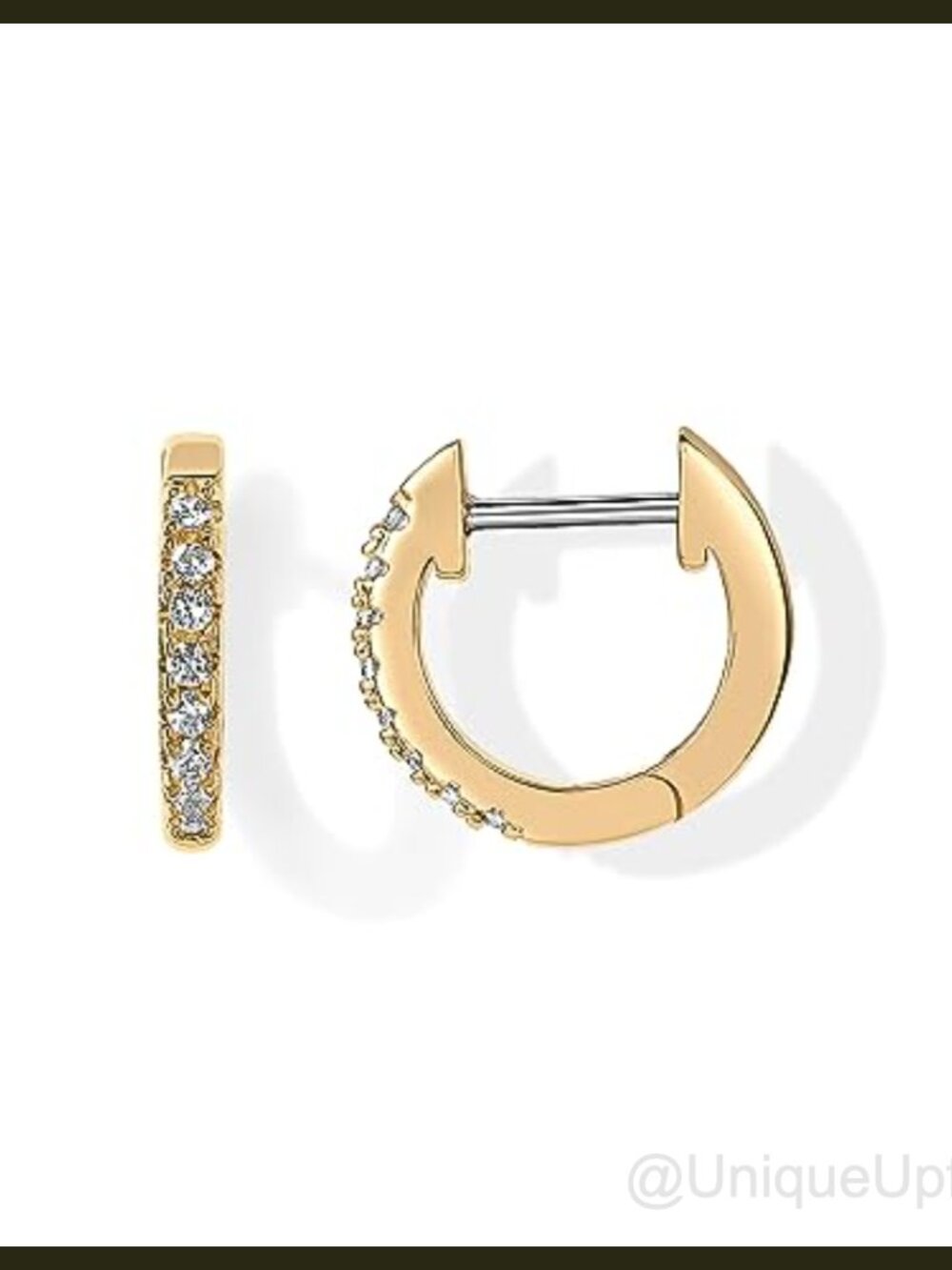 14K Gold Plated Huggie Earrings Cubic Zirconia Small Hoop Women's Jewelry